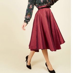 High waisted red skirt